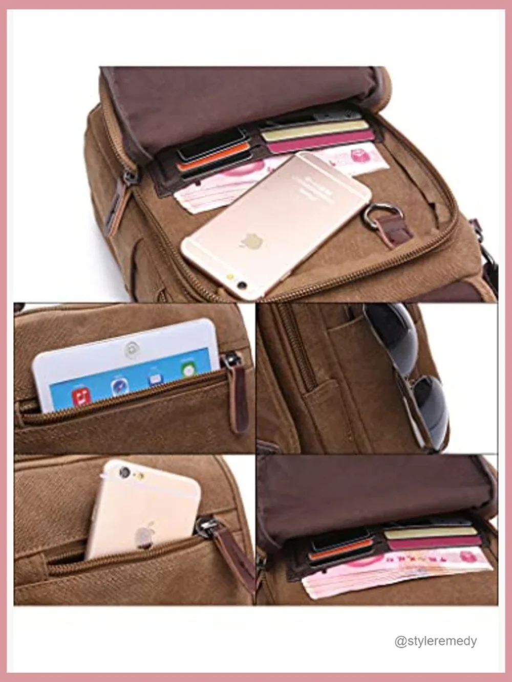 Canvas Messenger Crossbody Bag with Adjustable Strap